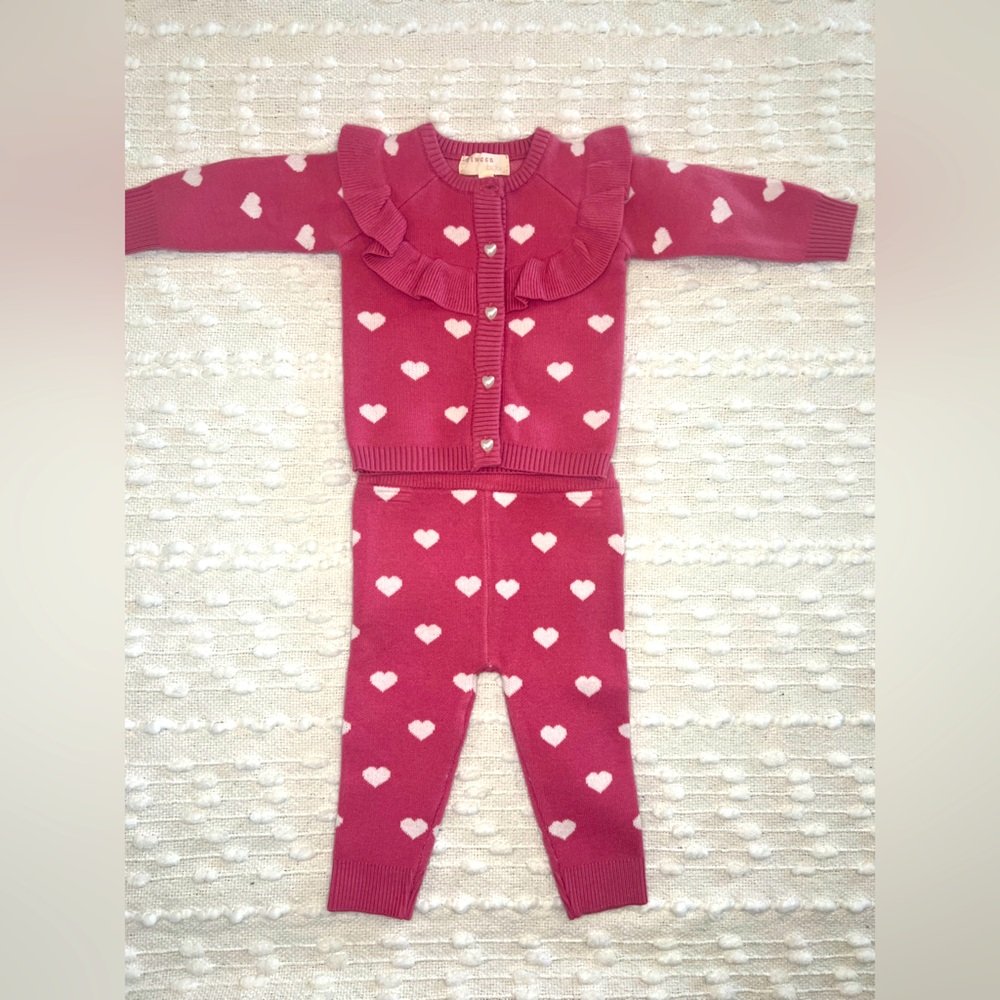 Heart Patterned Pink Matching Set